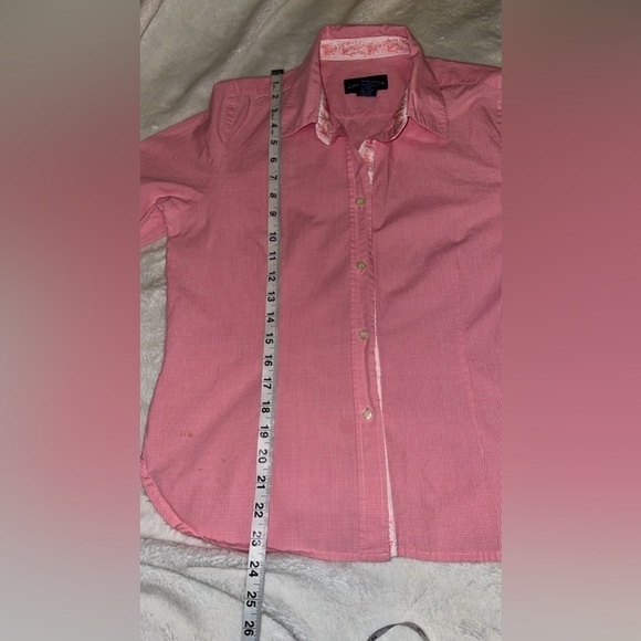 Charter Club 100% Cotton Pink & White Gingham Button Down Shirt - Picture 8 of 10